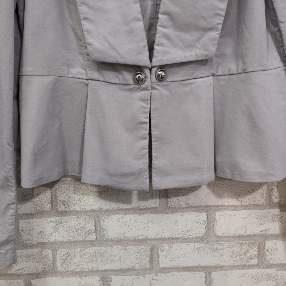 White House black market light gray velvet button front blazer - Picture 6 of 7